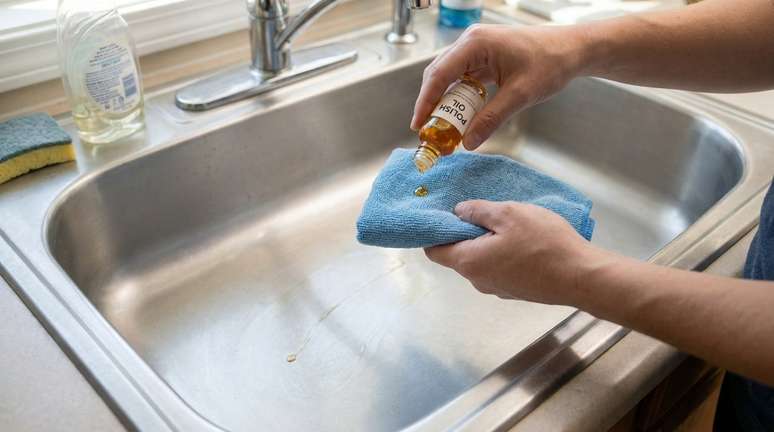 Truque caseiro de 1 minuto para deixar o inox da pia brilhando