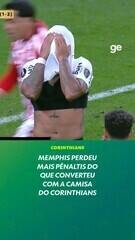 Memphis perdeu mais pênaltis do que converteu com a camisa do Corinthians