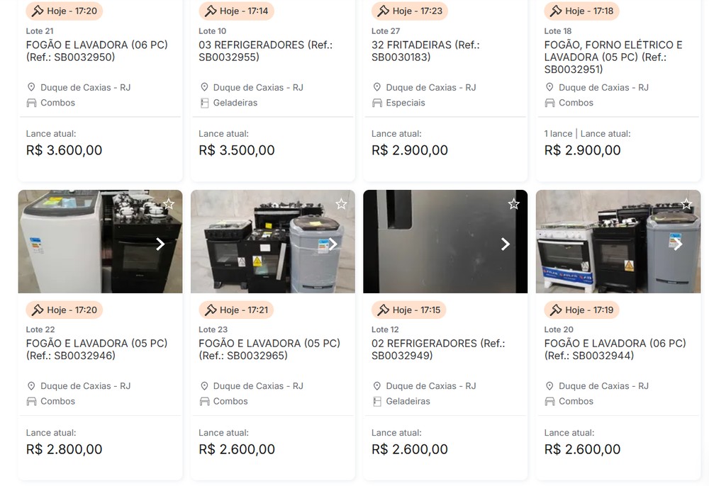 Leilão vende eletros após pedido de recuperação judicial das Casas Bahia — Foto: Reprodução/TechTudo