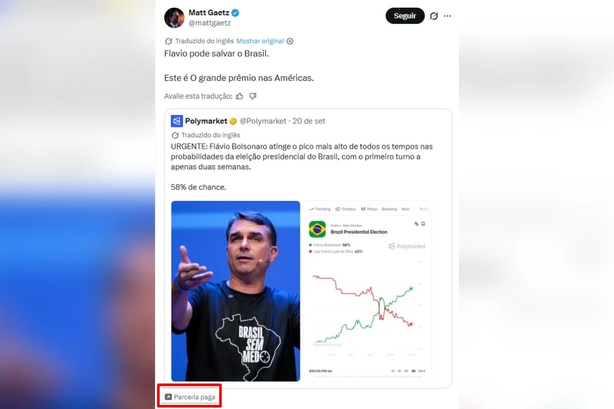 Renan Santos aciona TSE por interferência estrangeira nas eleições em favor de Flávio Bolsonaro