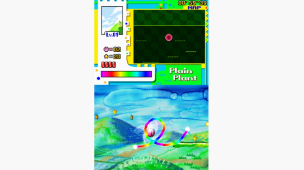 Kirby: Canvas Curse exigia o controle por desenhos na touchscreen do Nintendo DS para encarar a aventura e foi muito bem recebido — Foto: Reprodução/Nintendo of America via Internet Archive