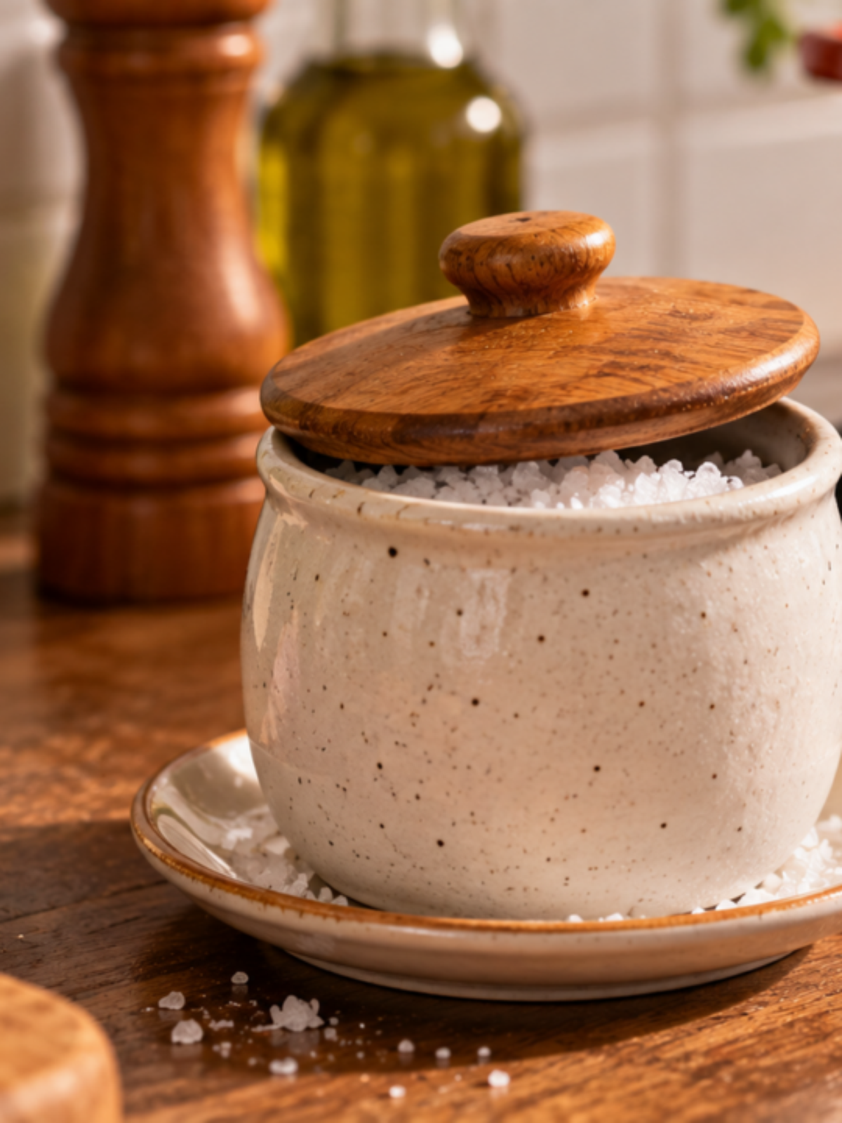 Por que algumas pessoas colocam um pires sob o vaso de sal?