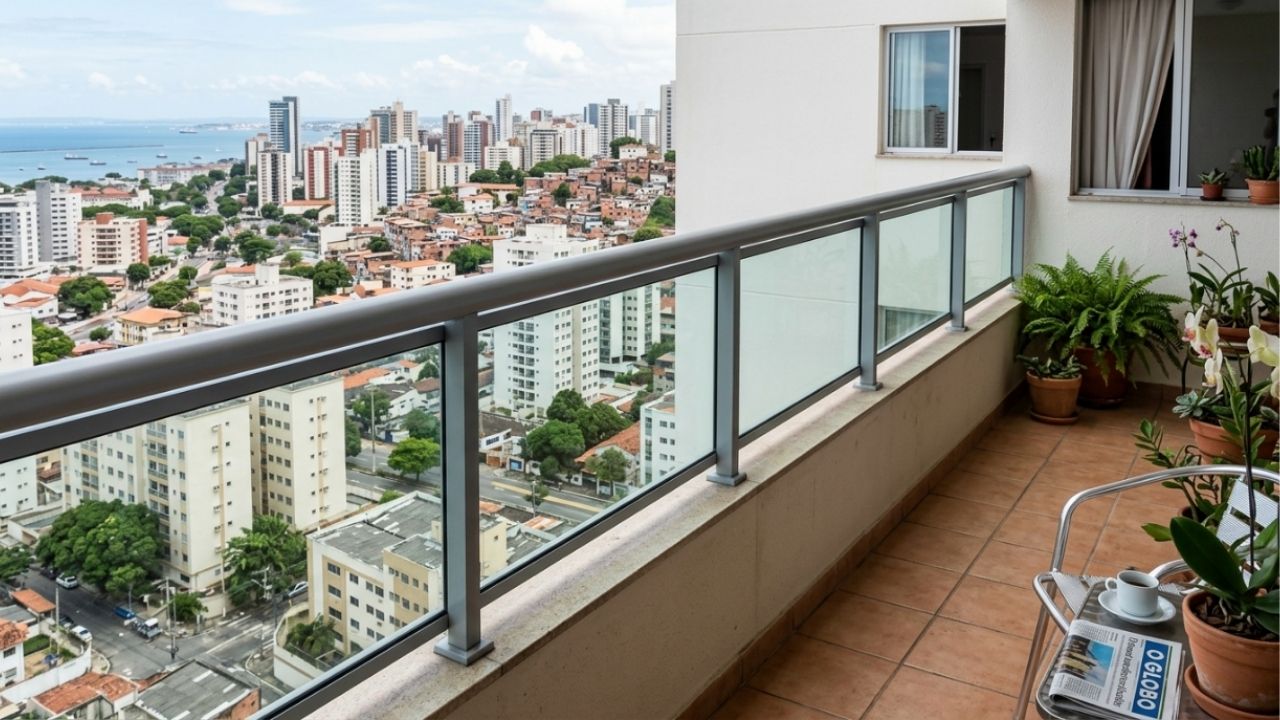 Vidraceiro se recusa a instalar guarda-corpo de vidro temperado na sacada e explica ao cliente por que a norma técnica exige laminado naquele ponto específico da casa