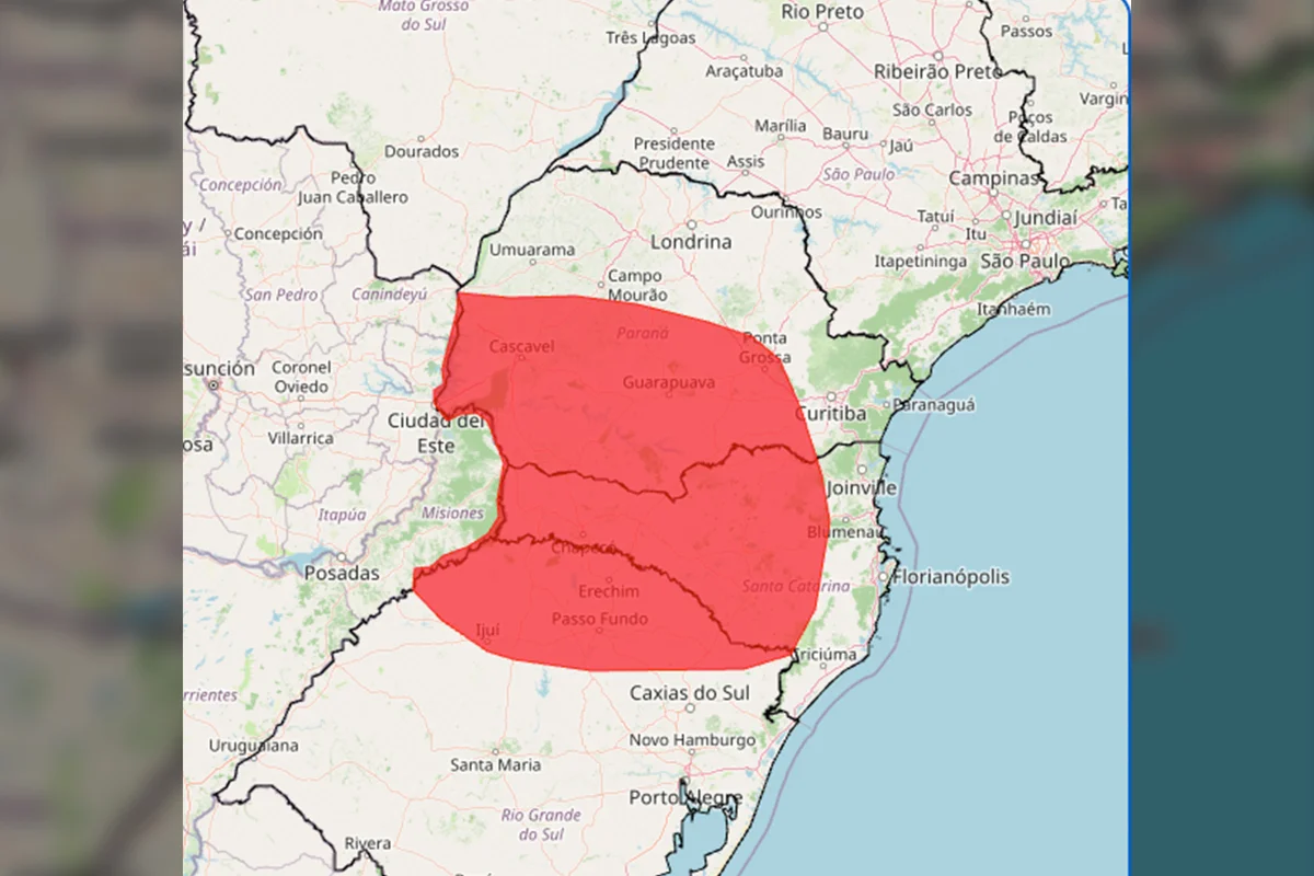 Imagem colorida,Alerta de grande perigo para tempestade atinge 396 cidades do Paraná- Metrópoles