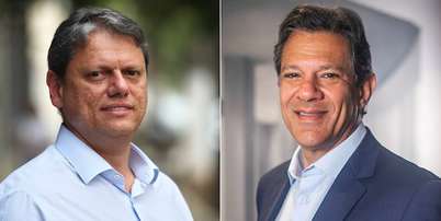 Tarcísio de Freitas (Republicanos) e Fernando Haddad (PT) Foto: Fotos: Alex Silva / Estadão e Facebook / Fernando Haddad / Estadão