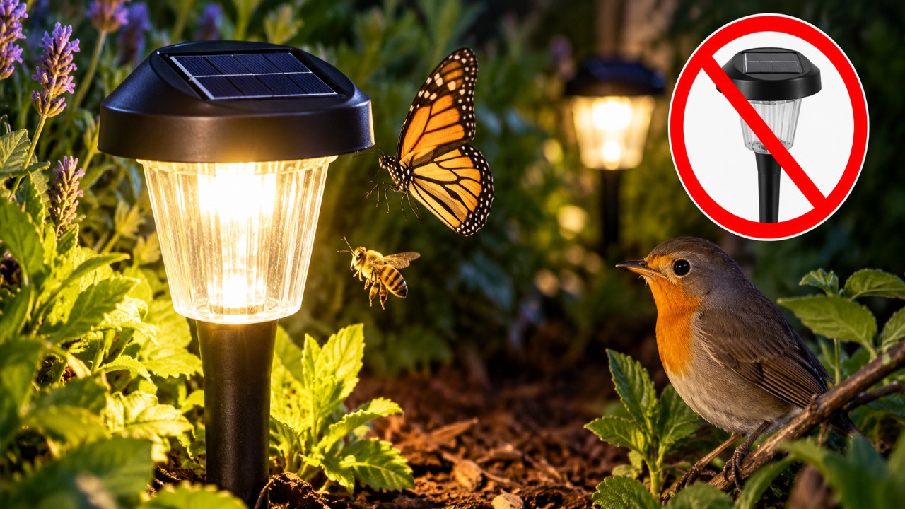 Não coloque lâmpadas solares no jardim: elas podem prejudicar insetos, pássaros e árvores