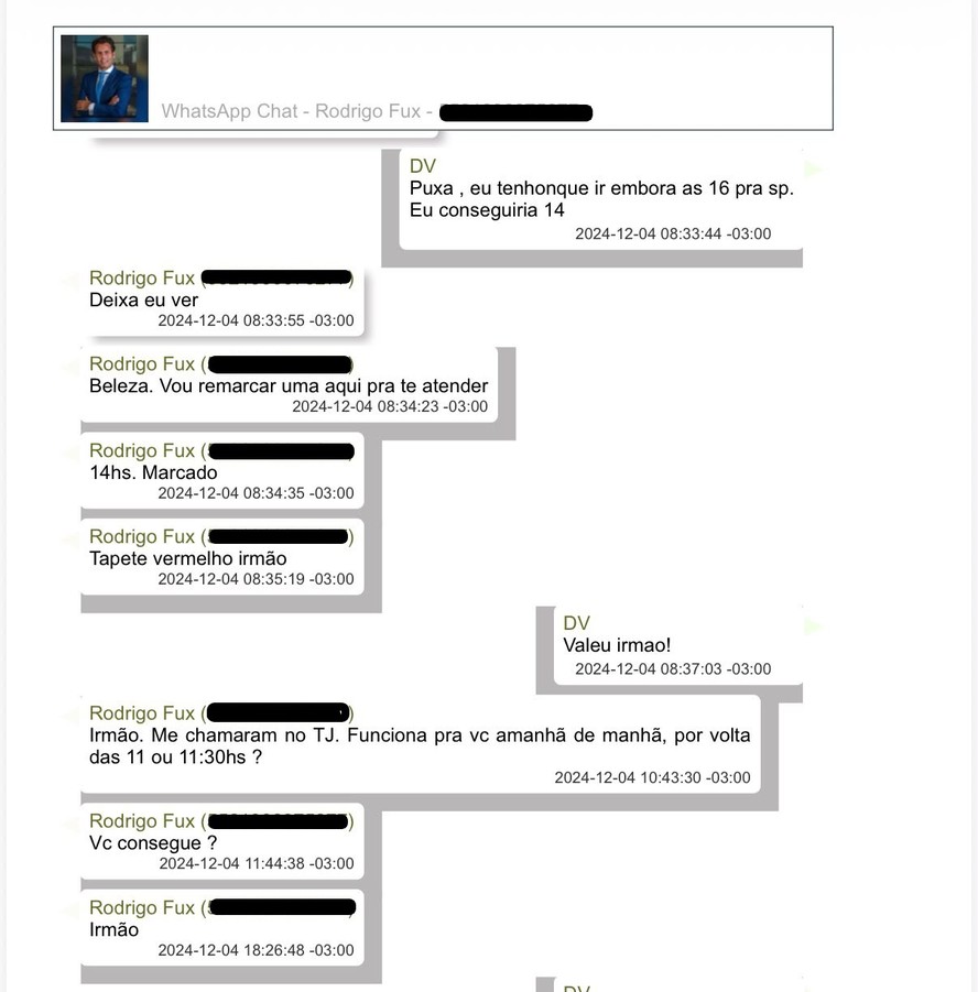 Vorcaro pediu a ajuda de filho de Fux que ofereceu "tapete vermelho" a dono do Master; veja mensagens