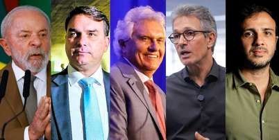 Lula (PT), Fl&aacute;vio Bolsonaro (PL), Ronaldo Caiado (PSD), Romeu Zema (Novo) e Renan Santos (Miss&atilde;o), pr&eacute;-candidatos &agrave; Presid&ecirc;ncia da Rep&uacute;blica Foto: Wilton Junior/Tiago Queiroz/Cau&ecirc; Del Valle/Divulga&ccedil;&atilde;o MBL/Taba Benedicto / Estad&atilde;o