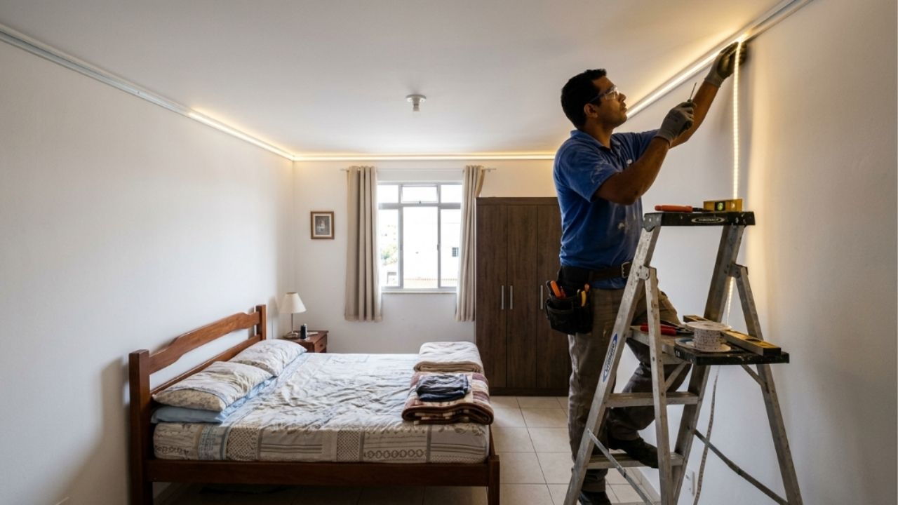 Quanto custa trocar toda a iluminação da casa por fita de LED com perfil de alumínio, quantos metros um quarto de 12 m² pede e por que o perfil dissipador influencia a vida útil