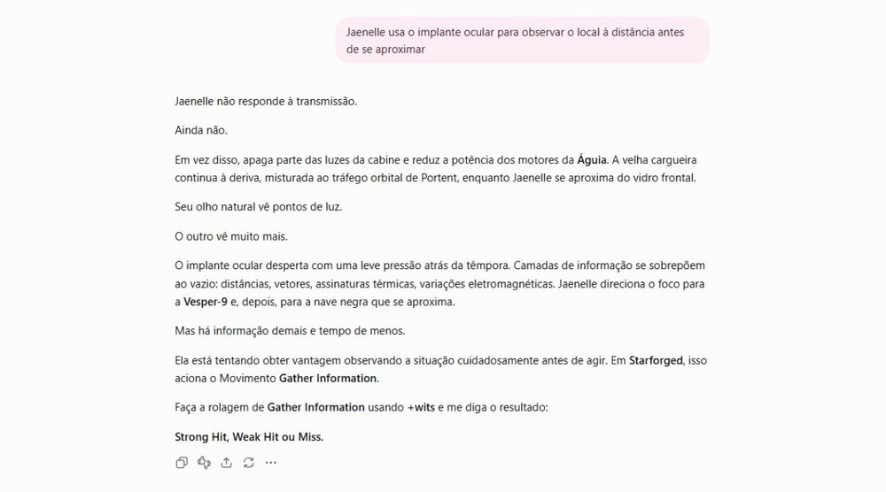 Basta responder para que a IA dê continuidade ao jogo — Foto: Reprodução/Júlia Silveira