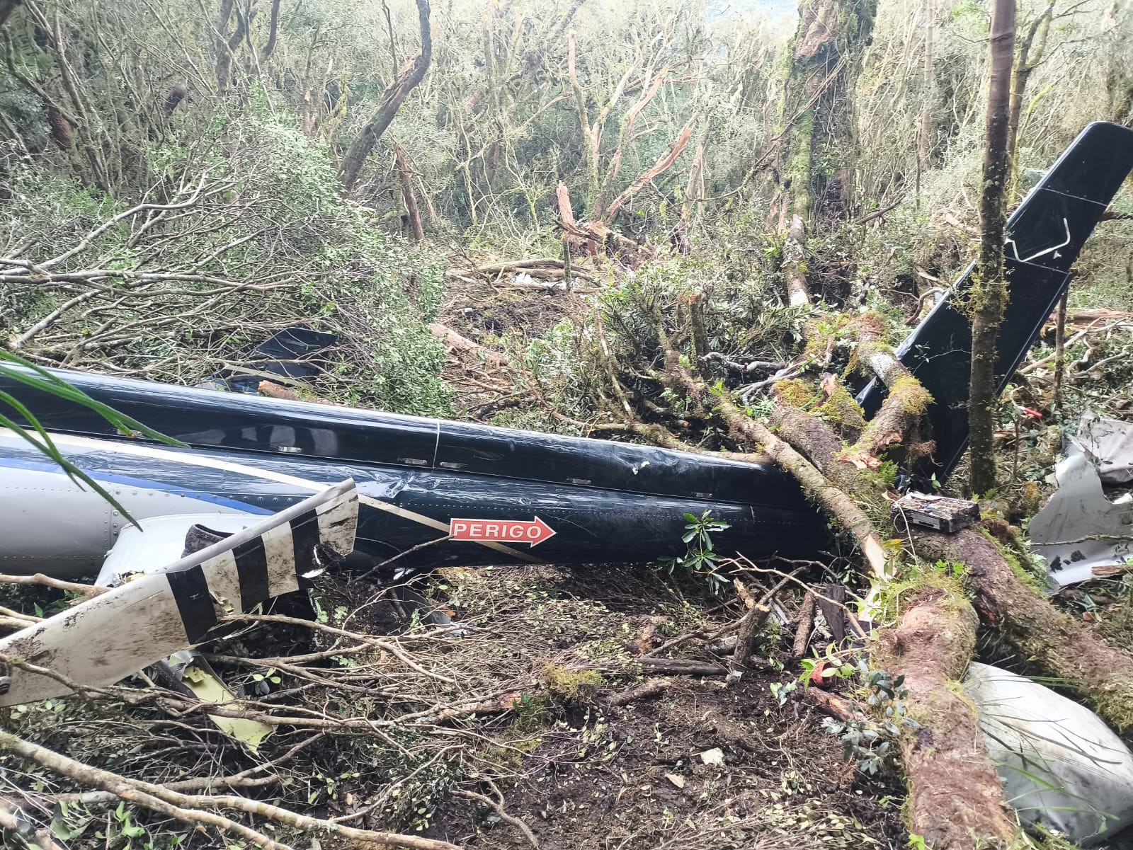 Cantor Rick: com fuselagem destruída e peças espalhadas, imagens revelam gravidade de acidente com helicóptero