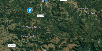Mapa com as &uacute;ltimas localiza&ccedil;&otilde;es emitidas pelo helic&oacute;ptero desaparecido Foto: Corpo de Bombeiros de Santa Catarina