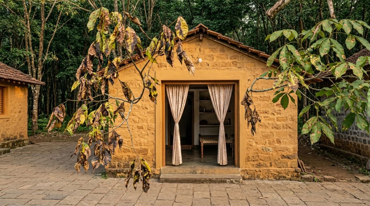 Há mais de 300 anos as casas do povoado não têm portas nem fechaduras, por crença na proteção do deus Shani, e a agência do UCO Bank abriu sem tranca na porta de vidro