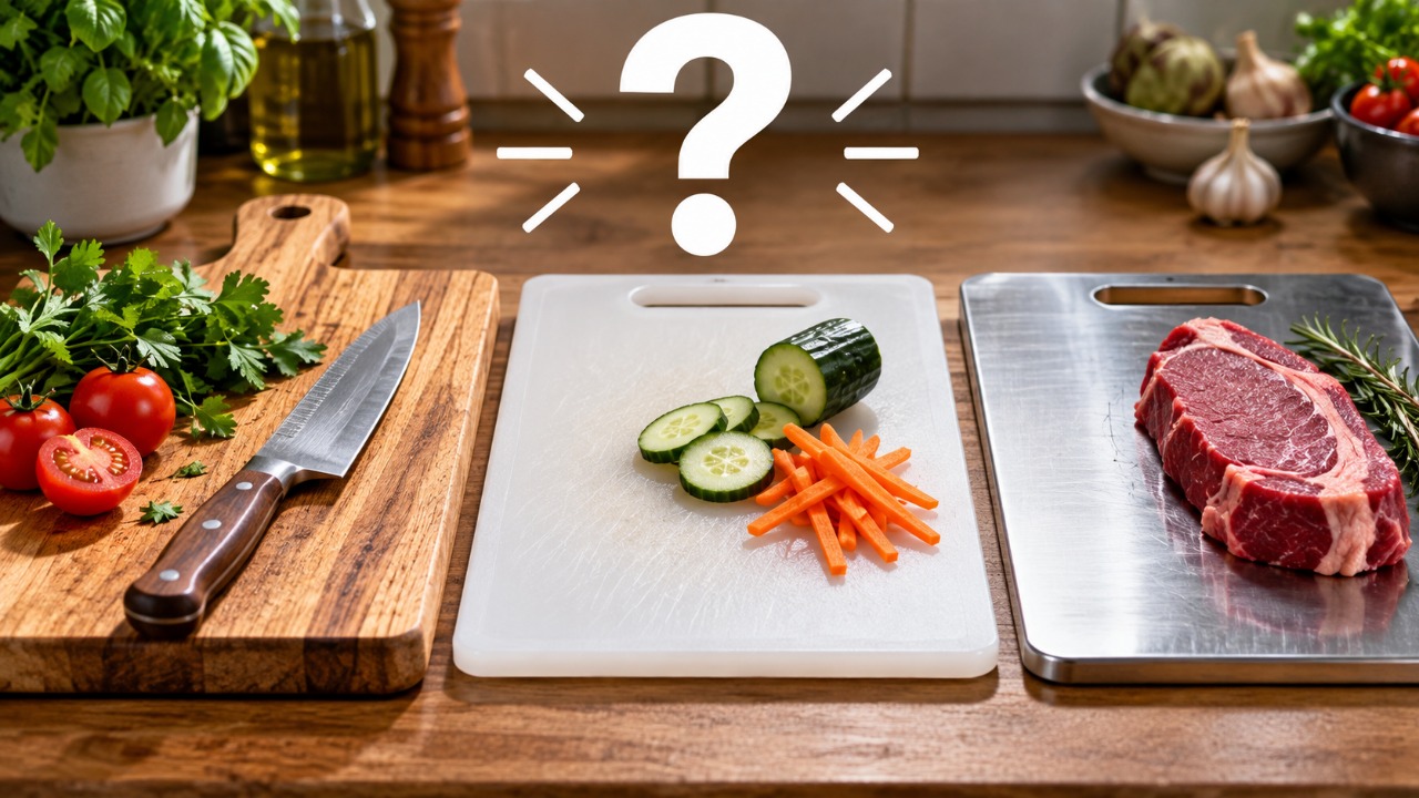Qual tábua é melhor para utilizar na cozinha: madeira, plástico ou metal?