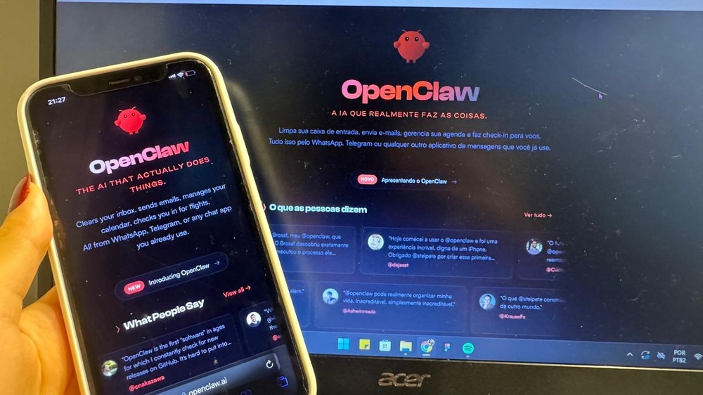 Moltbot (agora OpenClaw) é agente de IA que executa tarefas automaticamente no computador do usuário — Foto: TechTudo/Késya Holanda