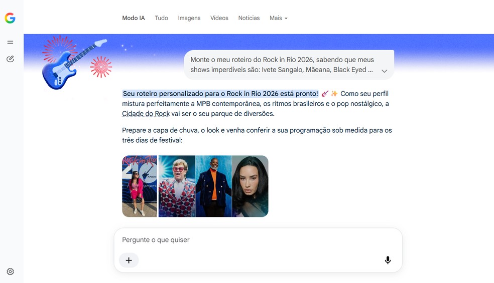 Google tem surpresa ao pesquisar ‘Rock in Rio’; veja como funciona