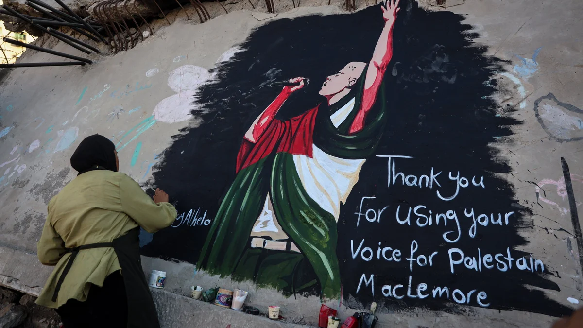 Mural of rapper Macklemore painted in Gaza after Sheeran tour furor