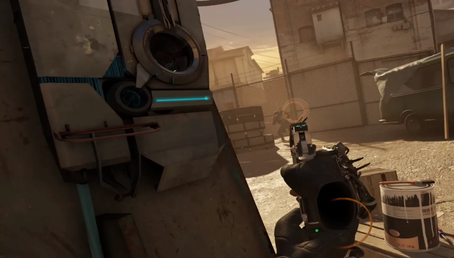 Valve A person aims a gun in VR