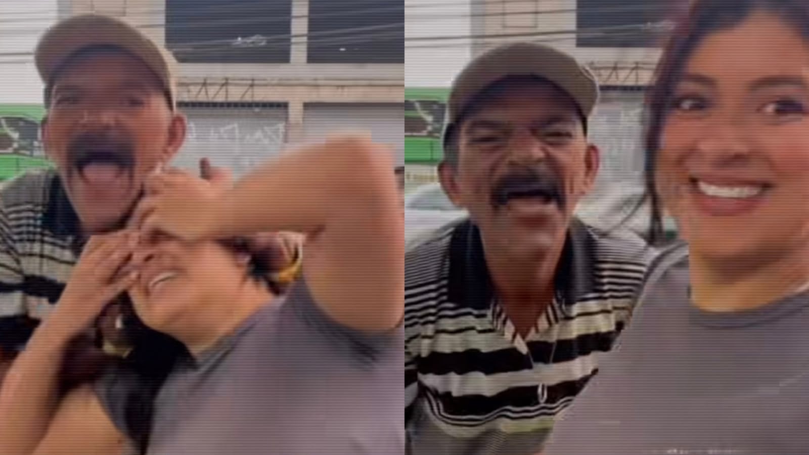 Morador de rua entrou de surpresa em vídeo da mulher e acabou criando cena impagável Montagem - Reprodução/Instagram/@samyrocha.atelie