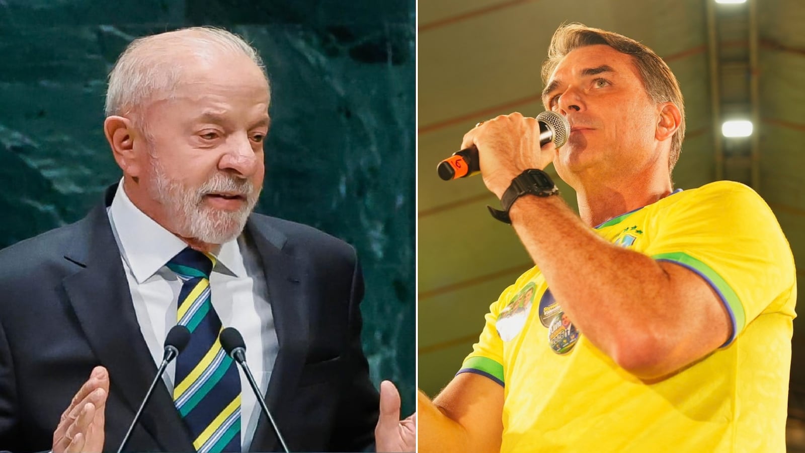 Montagem de Lula e Flávio Bolsonaro, candidatos à Presidência Créditos: @lulaoficial e Charles Vieira/Campanha Flávio Bolsonaro