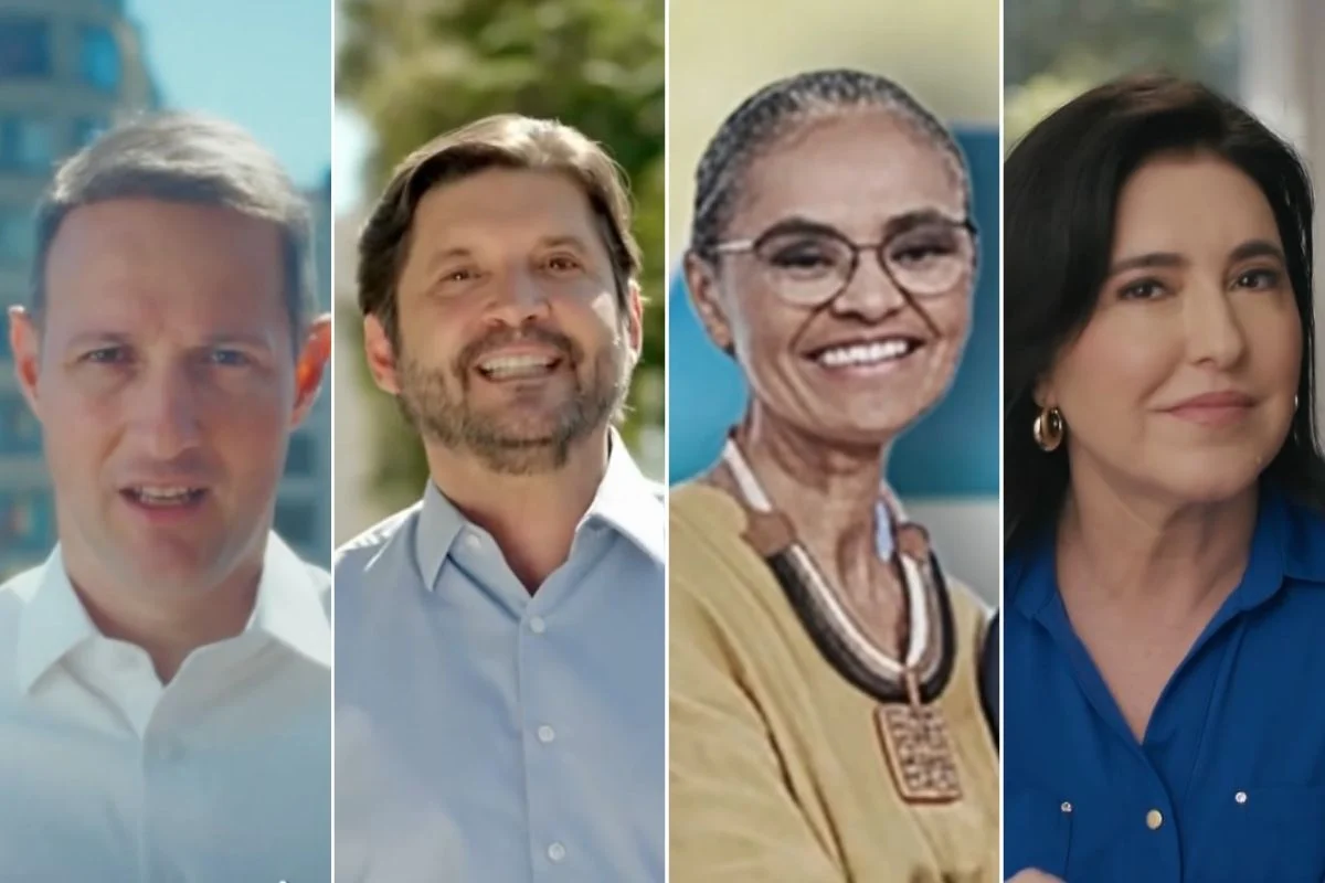 Imagem colorida mostra Guilherme Derrite, André do Prado, Marina Silva e Simone Tebet, candidatos ao Senado. Metrópoles