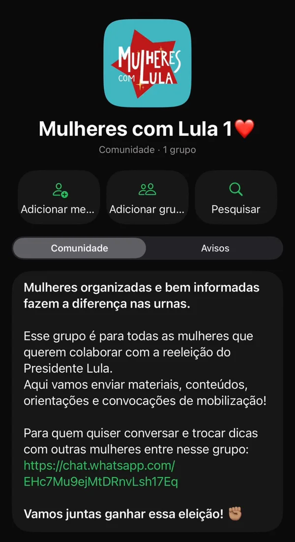 Com avanço de Flávio, Janja tenta mobilizar mulheres pró-Lula no WhatsApp - destaque galeria