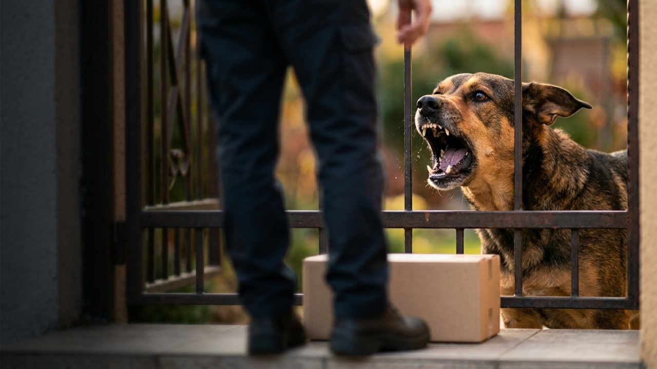 Veterinários alertam: o cachorro que late para o entregador sempre “ganha” a disputa, porque o entregador vai embora depois, e cada entrega reforça o comportamento por mais uma semana