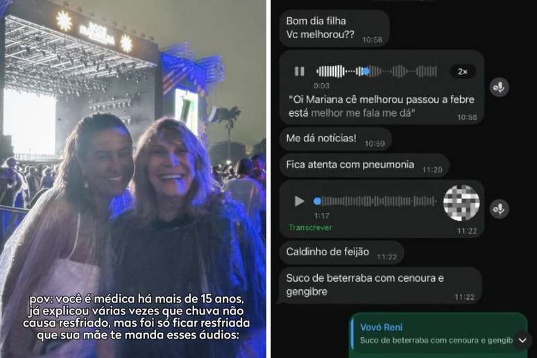 Conselhos de Renata Sorrah para filha médica resfriada divertem internautas: 'Toma caldinho'