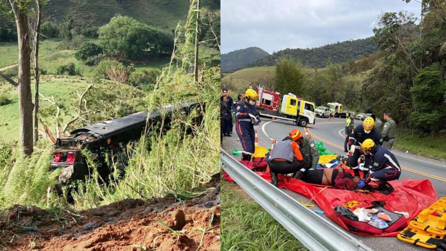 Acidente envolvendo um ônibus no km 232,6 da Rodovia Doutor Avelino Júnior, em Cruzeiro