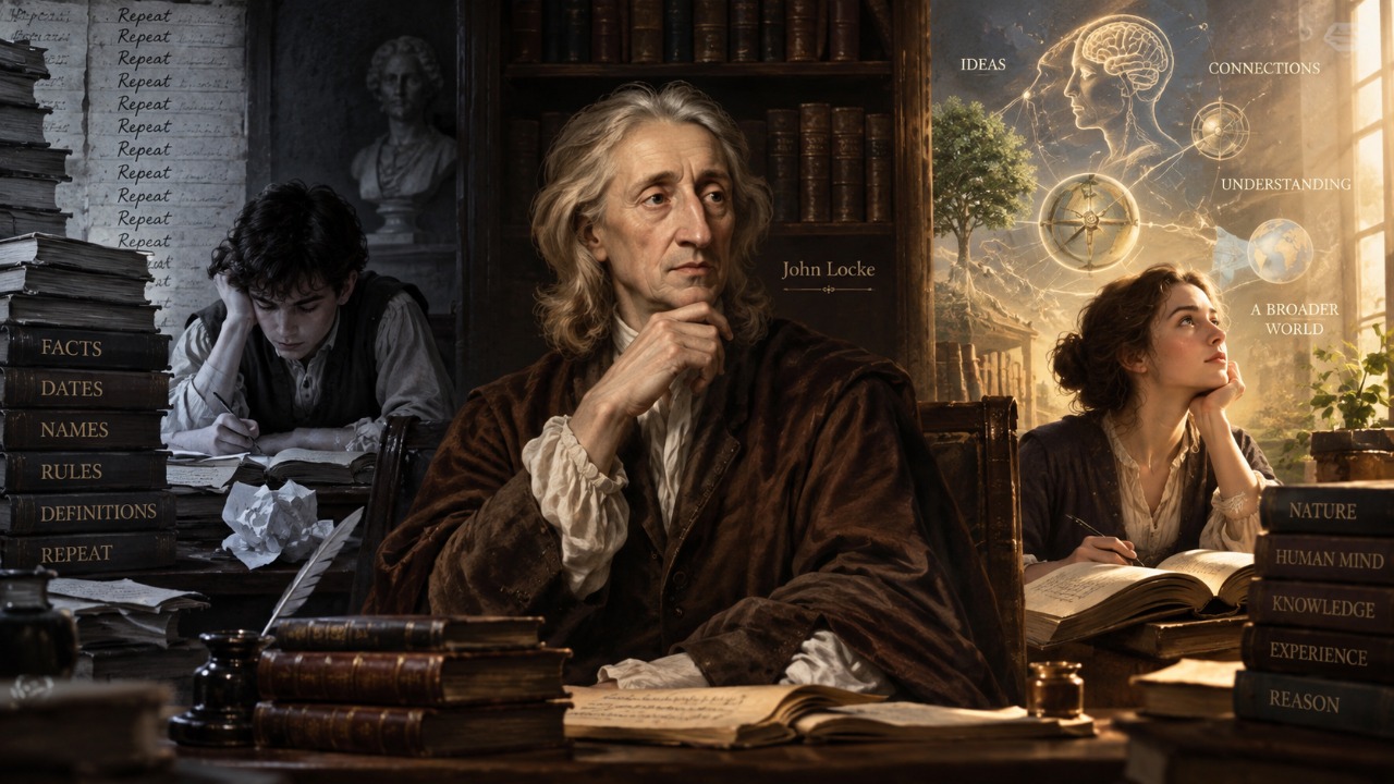 John Locke, filósofo inglês: “A leitura fornece à mente apenas materiais de conhecimento; é o pensamento que torna nosso o que lemos”, a frase de 1706 que ainda divide leitores e professores sobre decorar ou compreender