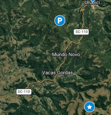 Mapa com as últimas localizações emitidas pelo helicóptero desaparecido Foto: Corpo de Bombeiros de Santa Catarina