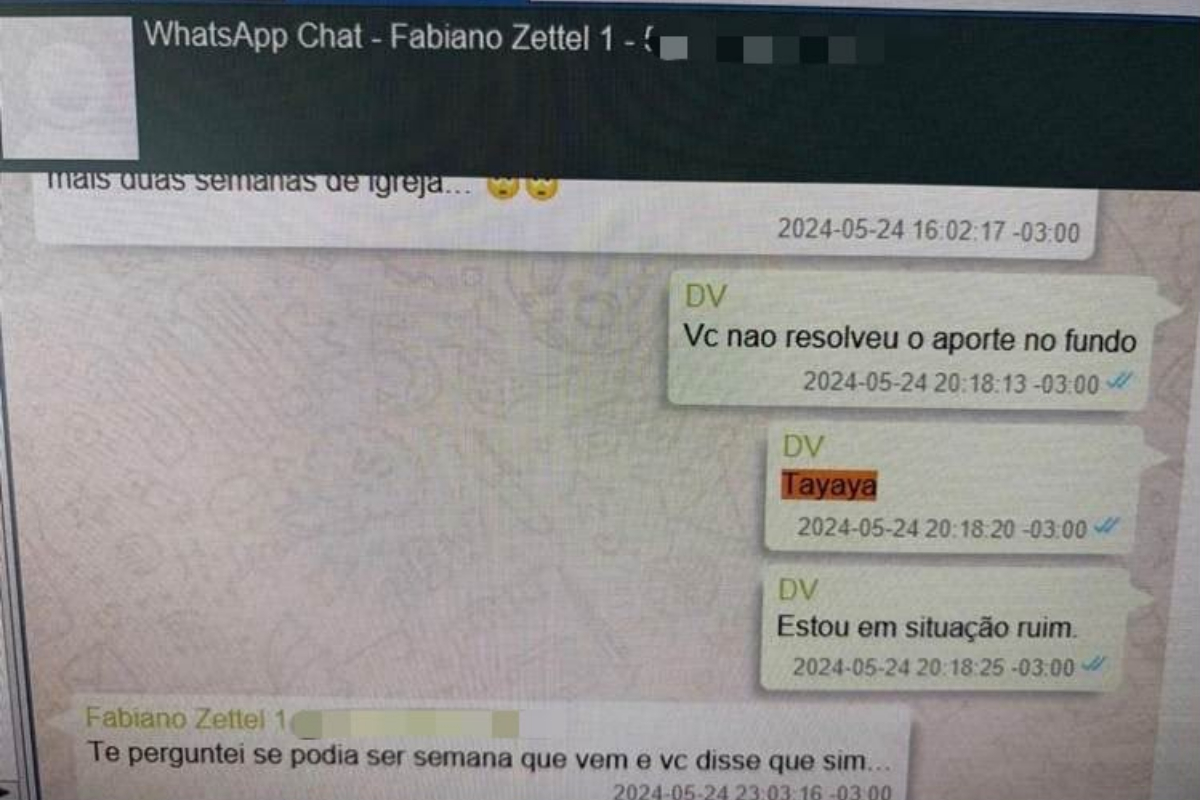 Celular de Vorcaro mostra cobrança por aporte ao Tayayá: "Onde tá a grana?"