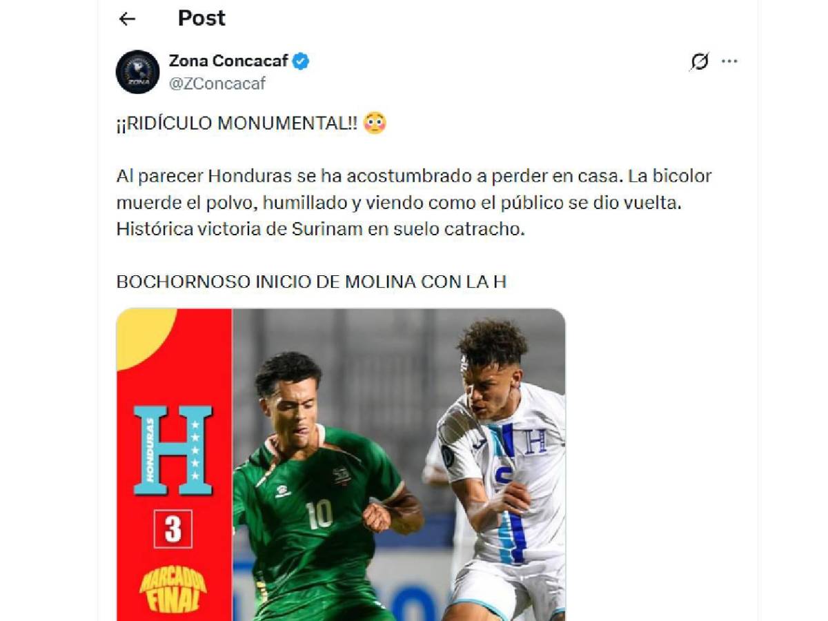 Cansaço, apontam dois e uma preocupação após a dolorosa derrota de Honduras contra Suriname.