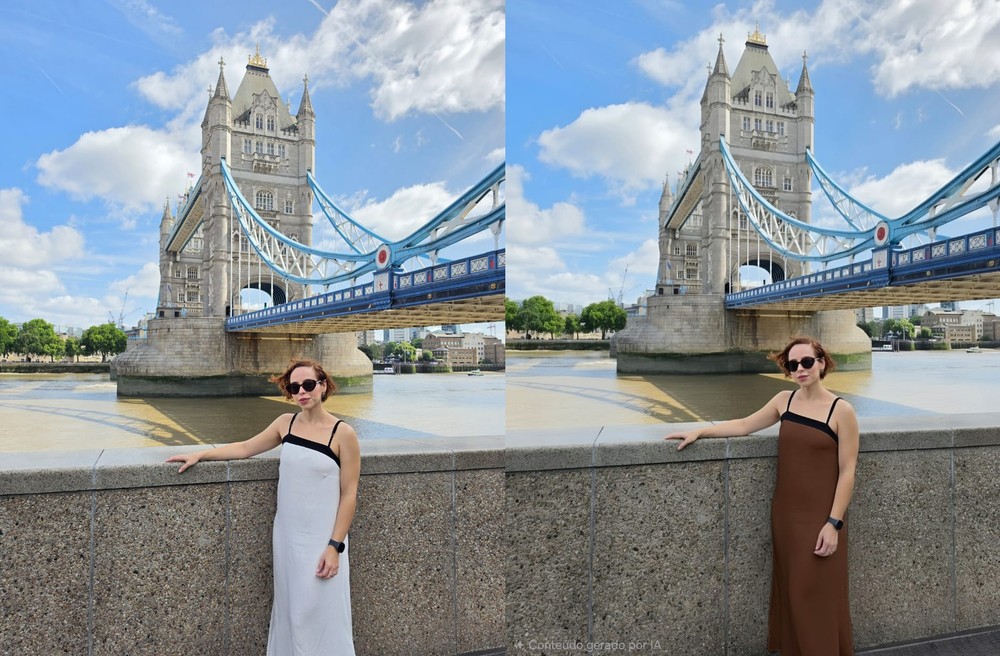 Troca de cor de vestido com ajuda da Galaxy AI — Foto: Ana Loubak/TechTudo
