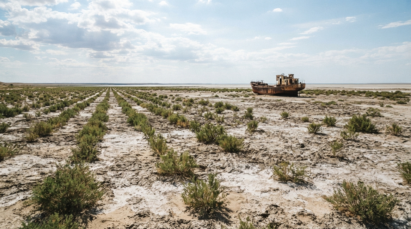 Maior desastre ambiental da Ásia Central começa a ser revertido: Uzbequistão já recupera 1,7 milhão de hectares do Mar de Aral