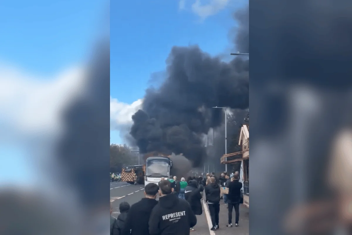 Ônibus com torcedores do Celtic pega fogo na Escócia