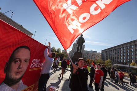 A Russian Communist party rally in downtown Moscow on Thursday.