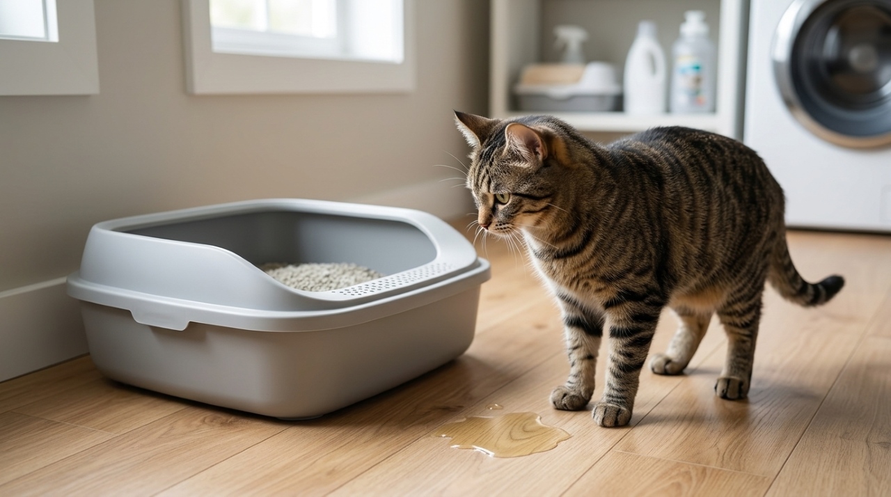 Veterinários explicam por que o gato que faz xixi fora da caixa quase nunca está com raiva do tutor, e as duas causas físicas que precisam ser descartadas antes de qualquer correção