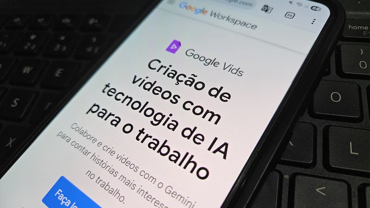 Google Vids na tela do celular