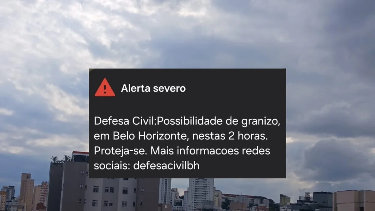 Defesa Civil de BH emite alerta severo para granizo e ventos de até 50 km/h