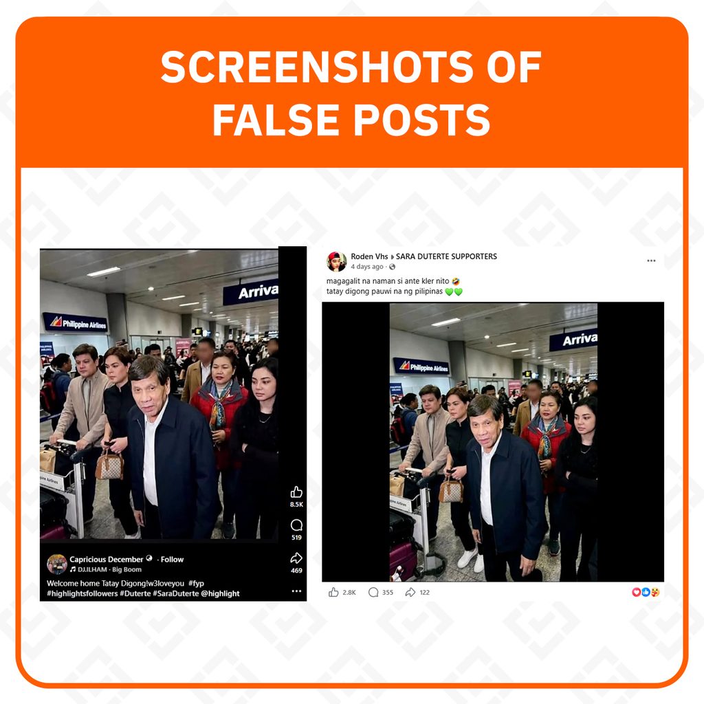VERIFICAÇÃO DE FATO: Duterte não está de volta às Filipinas; as postagens usam uma foto de 'aeroporto' gerada por IA