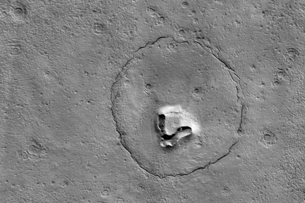 “Urso” de Marte são crateras e fraturas na superfície do planeta