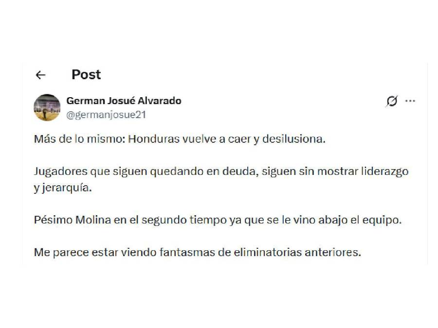 Cansaço, apontam dois e uma preocupação após a dolorosa derrota de Honduras contra Suriname.
