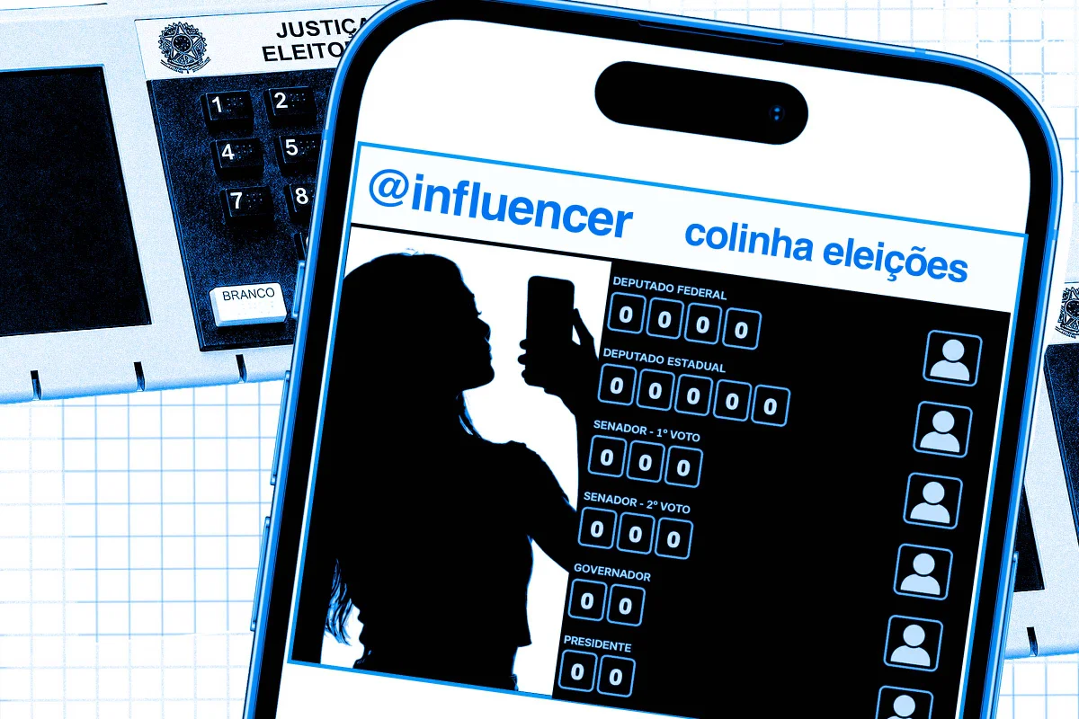Arte reproduzindo a colinha eleitoral em um celular - Metrópoles