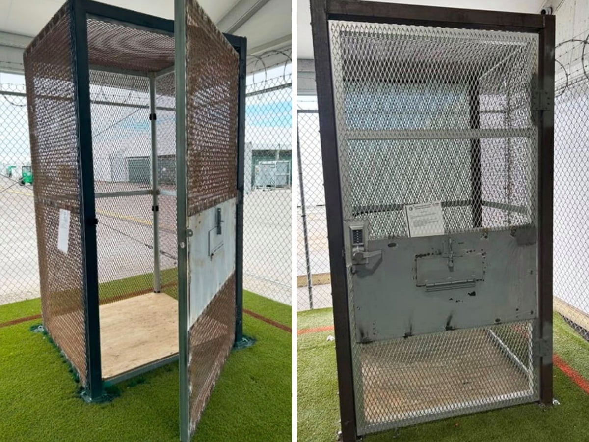 O Alligator Alcatraz detinha detentos em gaiões do tamanho de cabines telefônicas, segundo a agência fiscalizadora do DHS.
