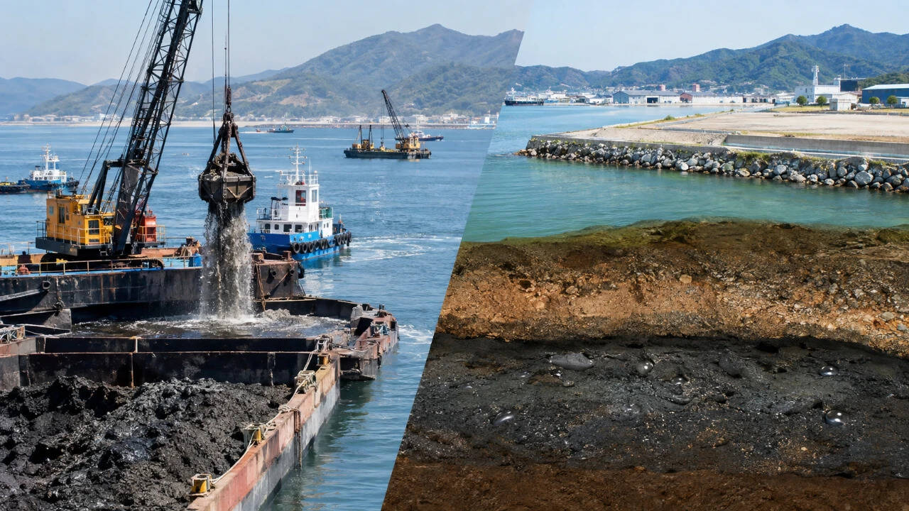 O Japão removeu 1,5 milhão de metros cúbicos de sedimento contaminado por mercúrio da Baía de Minamata, mas décadas depois o mercúrio permanece enterrado sob terras recuperadas.
