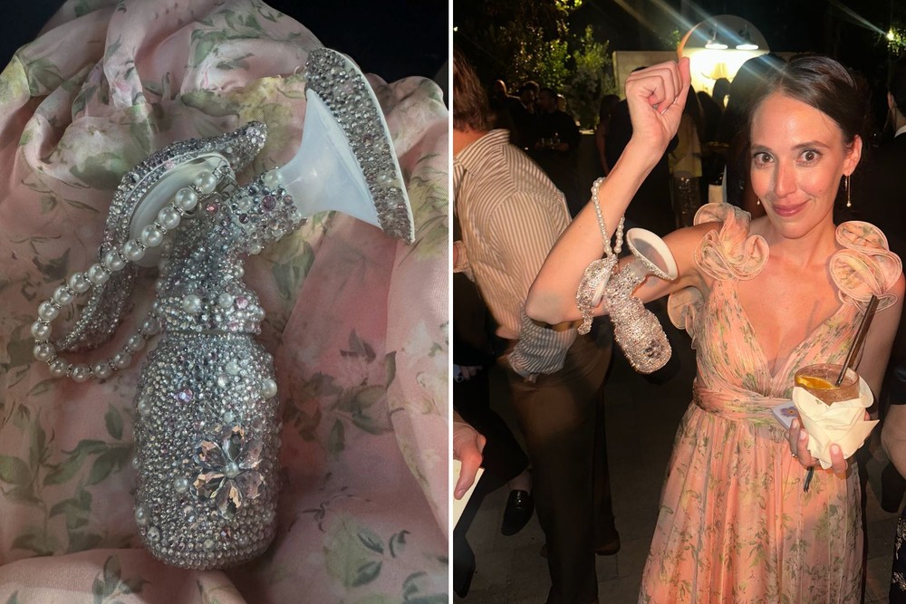 O acessório acompanhou a roteirista em todos os momentos do Emmy, da premiação à festa — Foto: Instagram/Reprodução