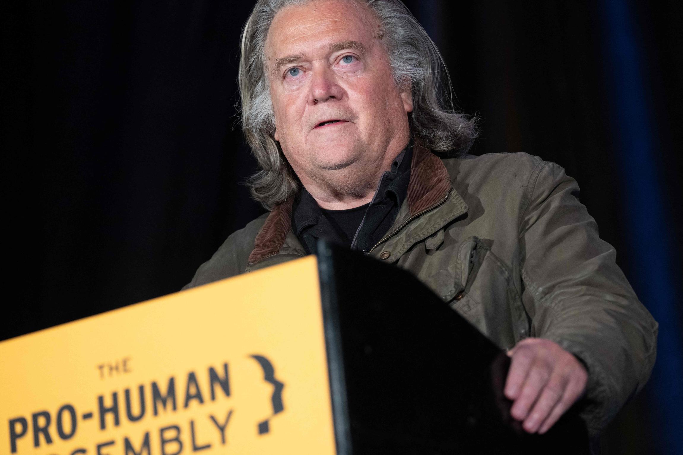 Steve Bannon, host of the War Room podcast and former adviser to US President Donald Trump, speaks during The Pro-Human Assembly, convening the leadership of nearly every constituency of the pro-human movement in the wake of the rise of artificial intelligence, in Washington, DC, September 15, 2026.