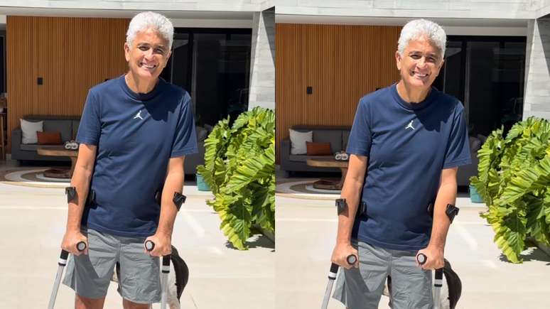 Bebeto surge de muletas, mas tranquiliza fãs: ‘Estou me recuperando muito bem’