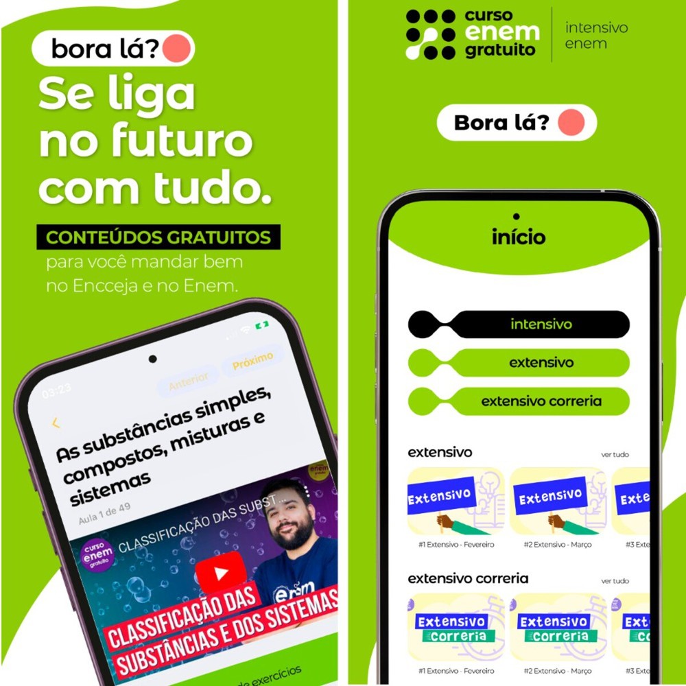 Curso Enem oferece diferentes módulos de planos de estudos — Foto: Reprodução/Google Play Store